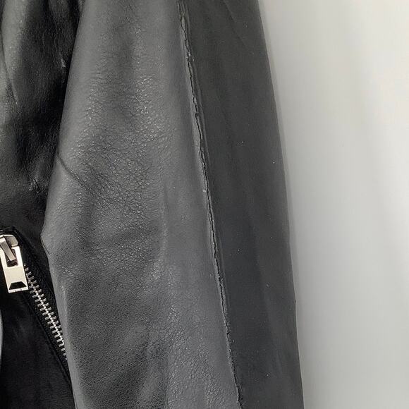 Bardot Junior Size 7-8 Black Chloe Faux Leather Ruffle Jacket Zip Front N1-18 - Picture 11 of 14